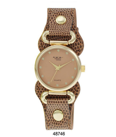 Ladies Brown Leather Gold Watch
