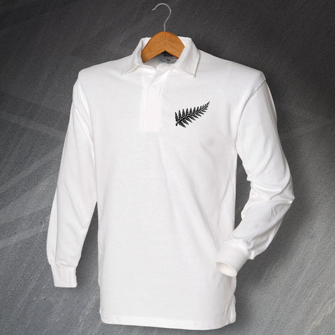 Retro New Zealand 1960 Away Embroidered Long Sleeve Rugby Shirt