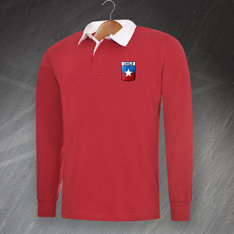 Retro Chile Rugby 1953 Embroidered Long Sleeve Rugby Shirt