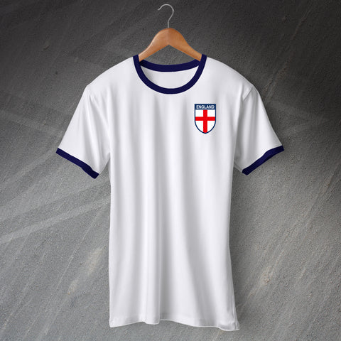 Flag of England Shield Embroidered Ringer Shirt