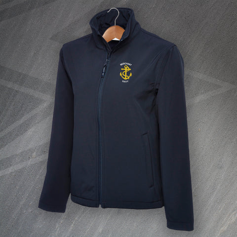 Merchant Navy Anchor Embroidered Classic Softshell Jacket