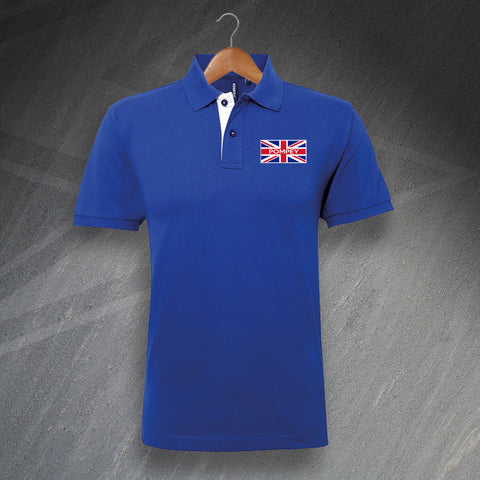 Pompey Coloured Union Jack Embroidered Classic Fit Contrast Polo Shirt