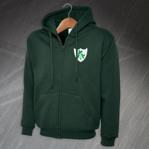 Retro Ireland Rugby 1871 Embroidered Full Zip Hoodie
