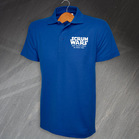 Scrum Wars May Brute Force Be With You Embroidered Polo Shirt