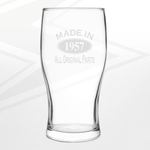 1957 Pint Glass Engraved Made in 1957 All Original Parts