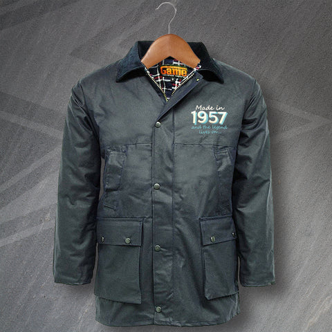 Made in 1957 and The Legend Lives On Embroidered Padded Wax Jacket