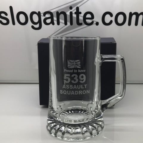 Proud to Have Served in The 539 Assault Squadron Engraved Glass Tankard
