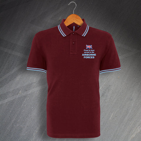 Airborne Forces Polo Shirt Embroidered Tipped Proud to Have Served