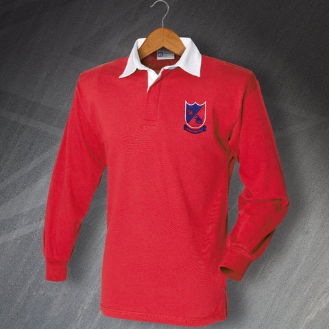 Retro Aldershot 1972 Embroidered Long Sleeve Rugby Shirt