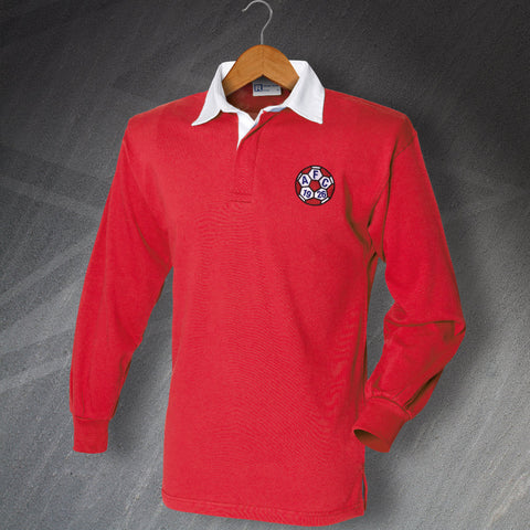 Retro Aldershot 1980s Embroidered Long Sleeve Rugby Shirt