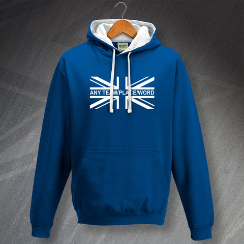 Personalised Union Jack Flag Contrast Hoodie with Any Team, Place or Word
