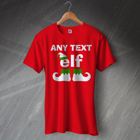 Elf Christmas T Shirt Personalised with any Name, Word or Text