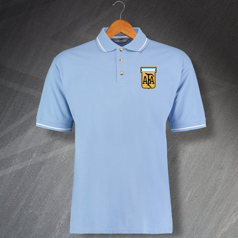 Retro Argentina 1976 Embroidered Contrast Polo Shirt