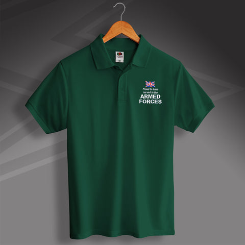 Armed Forces Polo Shirt Embroidered Proud to Have Served