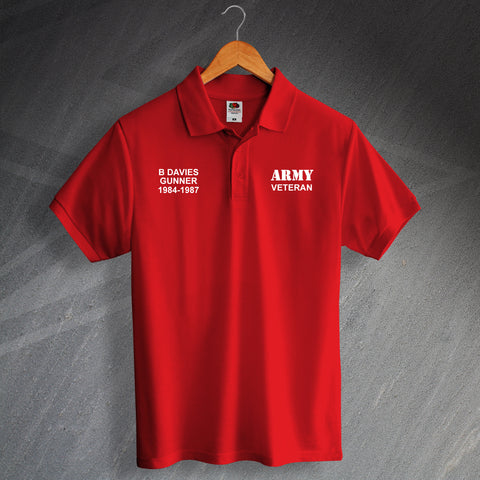 Army Veteran Printed Polo Shirt Personalised with Service Details