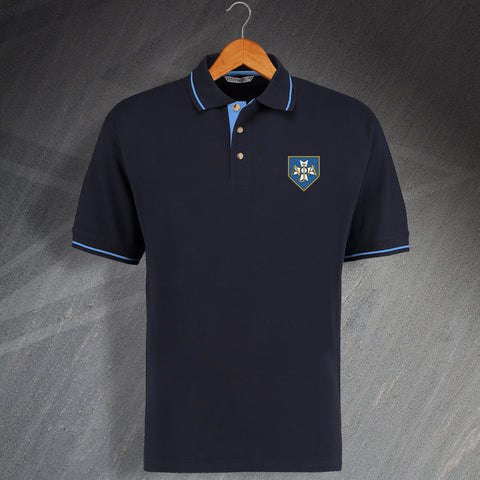 Retro Auxerre Embroidered Contrast Polo Shirt
