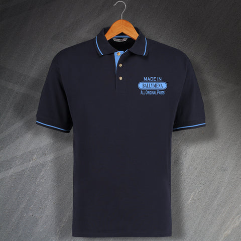 Made In Ballymena All Original Parts Unisex Embroidered Contrast Polo Shirt