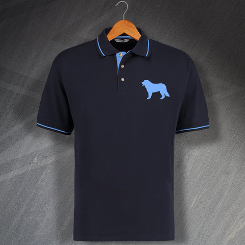 Bernese Mountain Dog Embroidered Contrast Polo Shirt