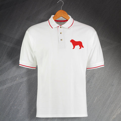 Bernese Mountain Dog Embroidered Contrast Polo Shirt