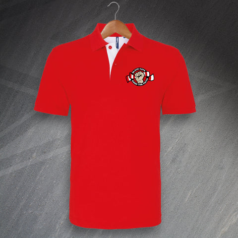 Black Cats Keep The Faith Embroidered Classic Fit Contrast Polo Shirt