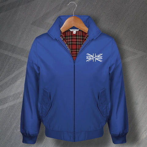 Football Harrington Jacket Embroidered Union Jack Blue Army Loyal