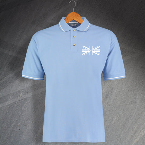 Man City Football Polo Shirt Embroidered Contrast Blue Moon Rising Union Jack