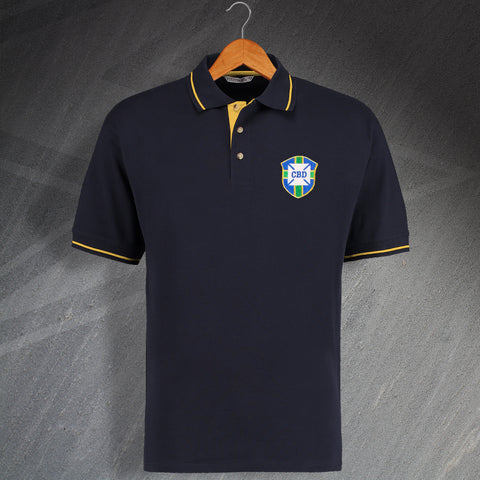 Retro Brazil 1960 Embroidered Contrast Polo Shirt
