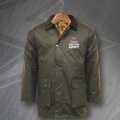 Proud to Have Served in The British Army Embroidered Padded Wax Jacket