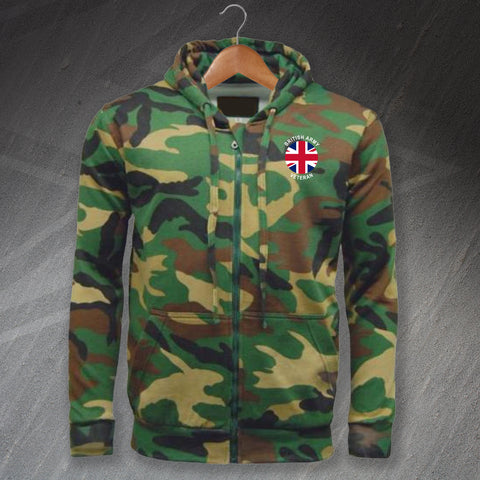 British Army Hoodie Embroidered Camouflage Full Zip Veteran Union Jack