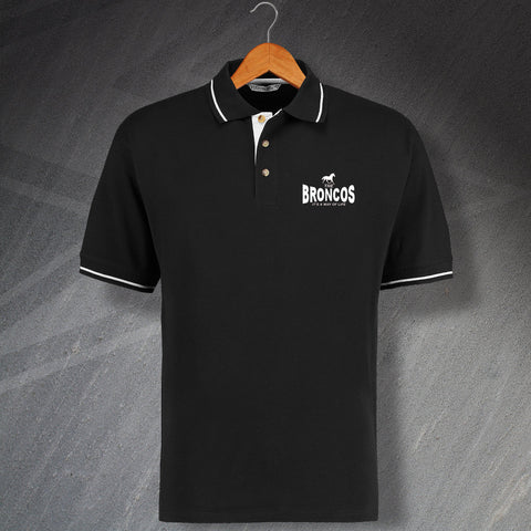 The Broncos Embroidered Contrast Polo Shirt with It's a Way of Life Design