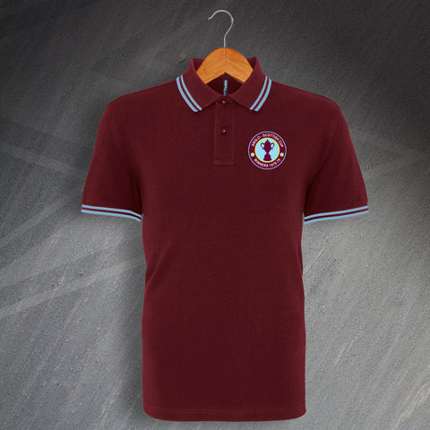 Retro Burnley Anglo-Scottish Cup Winners 1979 Embroidered Tipped Polo Shirt