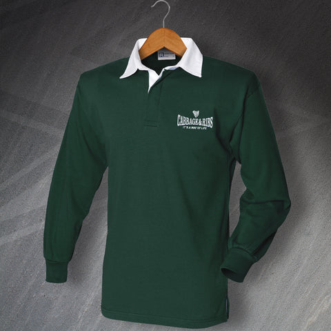 Hibs Football Shirt Embroidered Long Sleeve Cabbage & Ribs It's a Way of Life