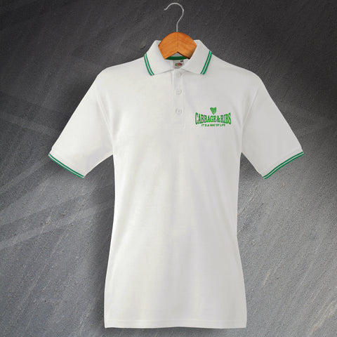 Hibs Football Polo Shirt Embroidered Tipped Cabbage & Ribs It's a Way of Life