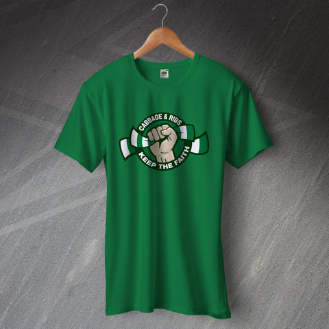 Hibs Football T-Shirt Cabbage & Ribs Keep The Faith