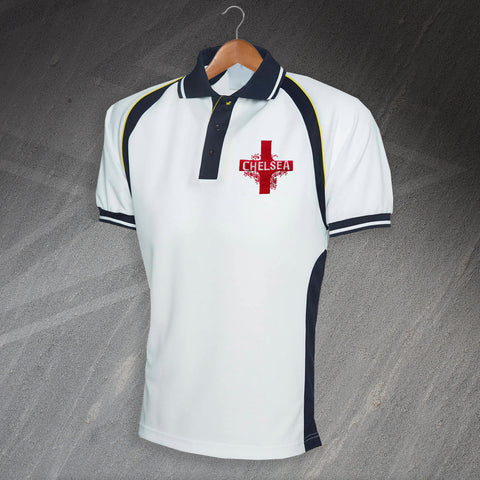 Chelsea Grunge Flag of England Embroidered Sports Polo Shirt