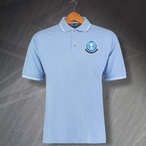 Retro Man City Cup Winners Cup 1970 Vienna Austria Embroidered Contrast Polo Shirt