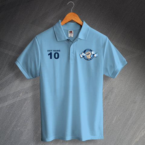 City Football Polo Shirt Printed Personalised Keep The Faith