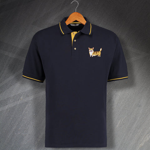 Corgi Polo Shirt Embroidered Contrast Coloured Badge
