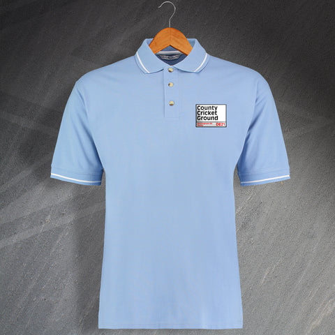 Derbyshire Cricket Polo Shirt Embroidered Contrast County Cricket Ground