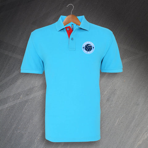 Coventry Football Polo Shirt Embroidered Classic Fit Contrast Old School Ball