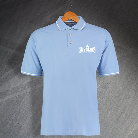 Coventry Football Polo Shirt Embroidered Contrast Sky Blues It's a Way of Life