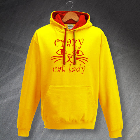 Crazy Cat Lady Face Contrast Hoodie