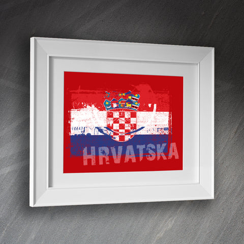 Croatia Framed Print Grunge Flag of Croatia