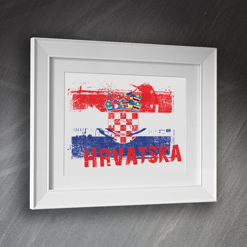 Croatia Football Framed Print Grunge Flag of Croatia
