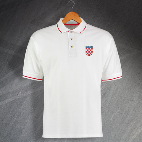 Croatia Football Polo Shirt Embroidered Contrast 1960s