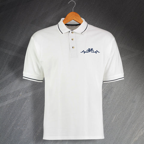 Bicycle Pulse Embroidered Contrast Polo Shirt
