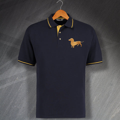 Dachshund Polo Shirt Embroidered Contrast