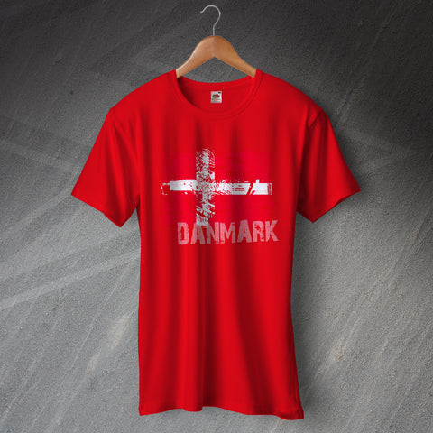 Denmark Football T-Shirt Grunge Flag of Denmark