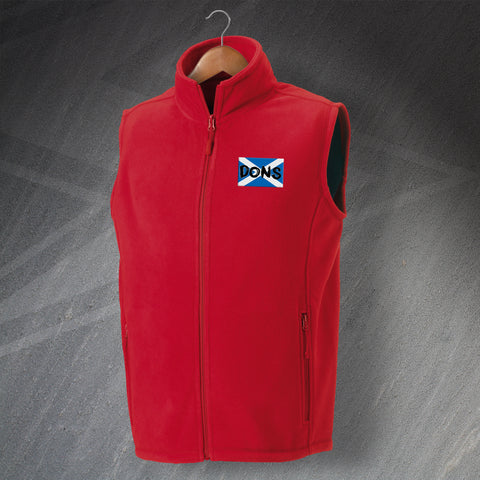 Aberdeen Football Fleece Gilet Embroidered Dons Grunge Flag of Scotland