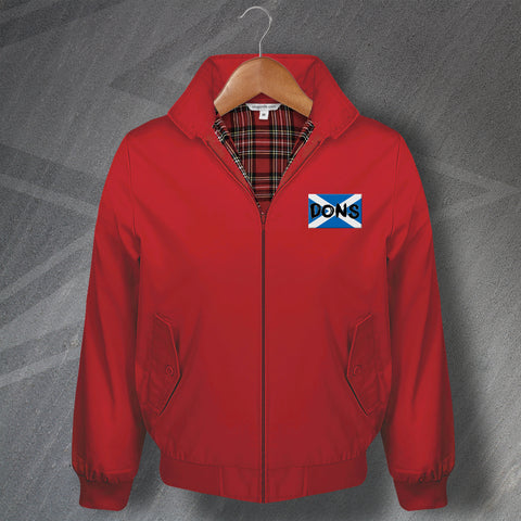 Aberdeen Football Harrington Jacket Embroidered Dons Grunge Flag of Scotland